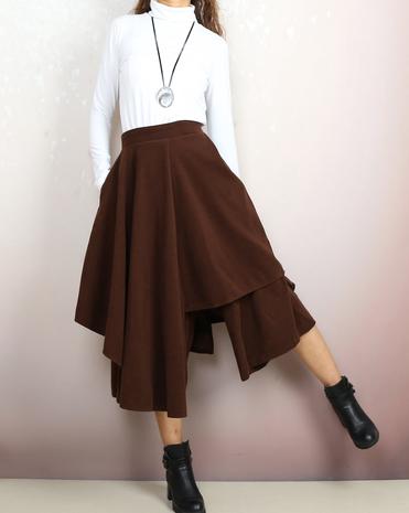 Wool Skirt, Brown Winter Wool Skirt, Midi Wool Skirt, Black Skirt
