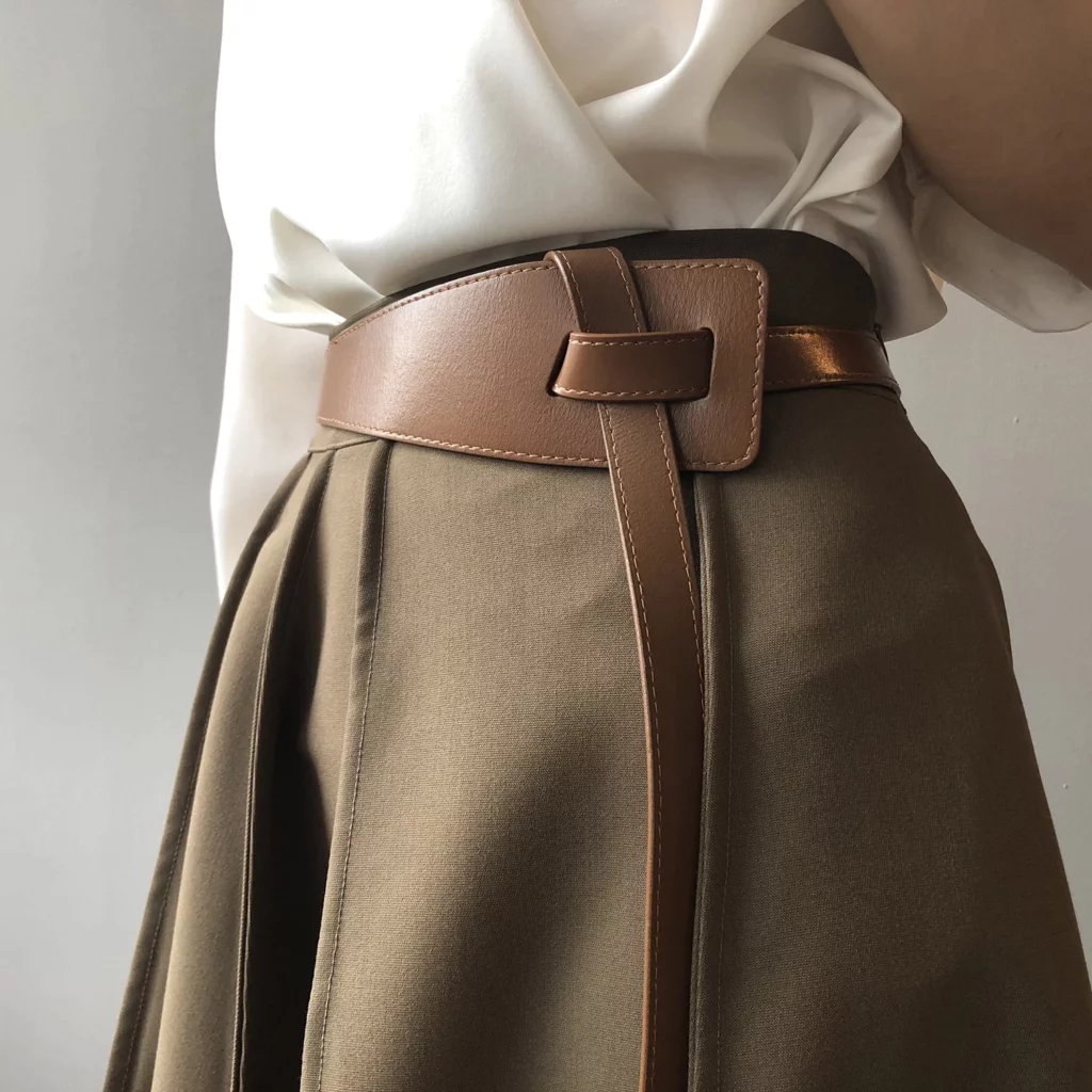 Trendy Novelty Belt Faux Leather Cool Knot Buckle Japanese Button Fastening Method Accessory For Women