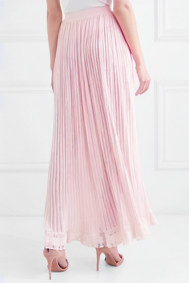 pale pink maxi pleated skirt