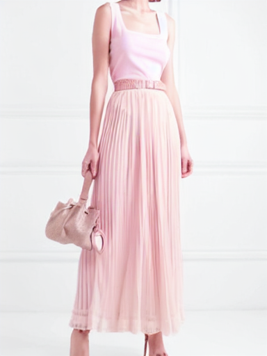 pale pink plisse maxi skirt